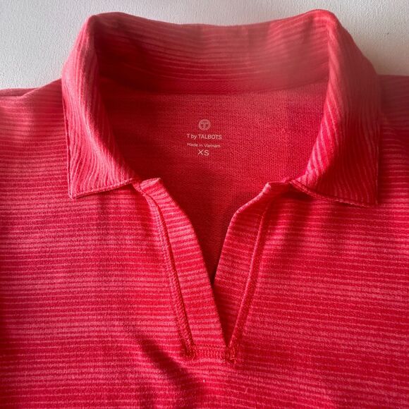 T by Talbots Womens Dress Coral Terry Drawstring Striped Shirt Size XS - Picture 5 of 10